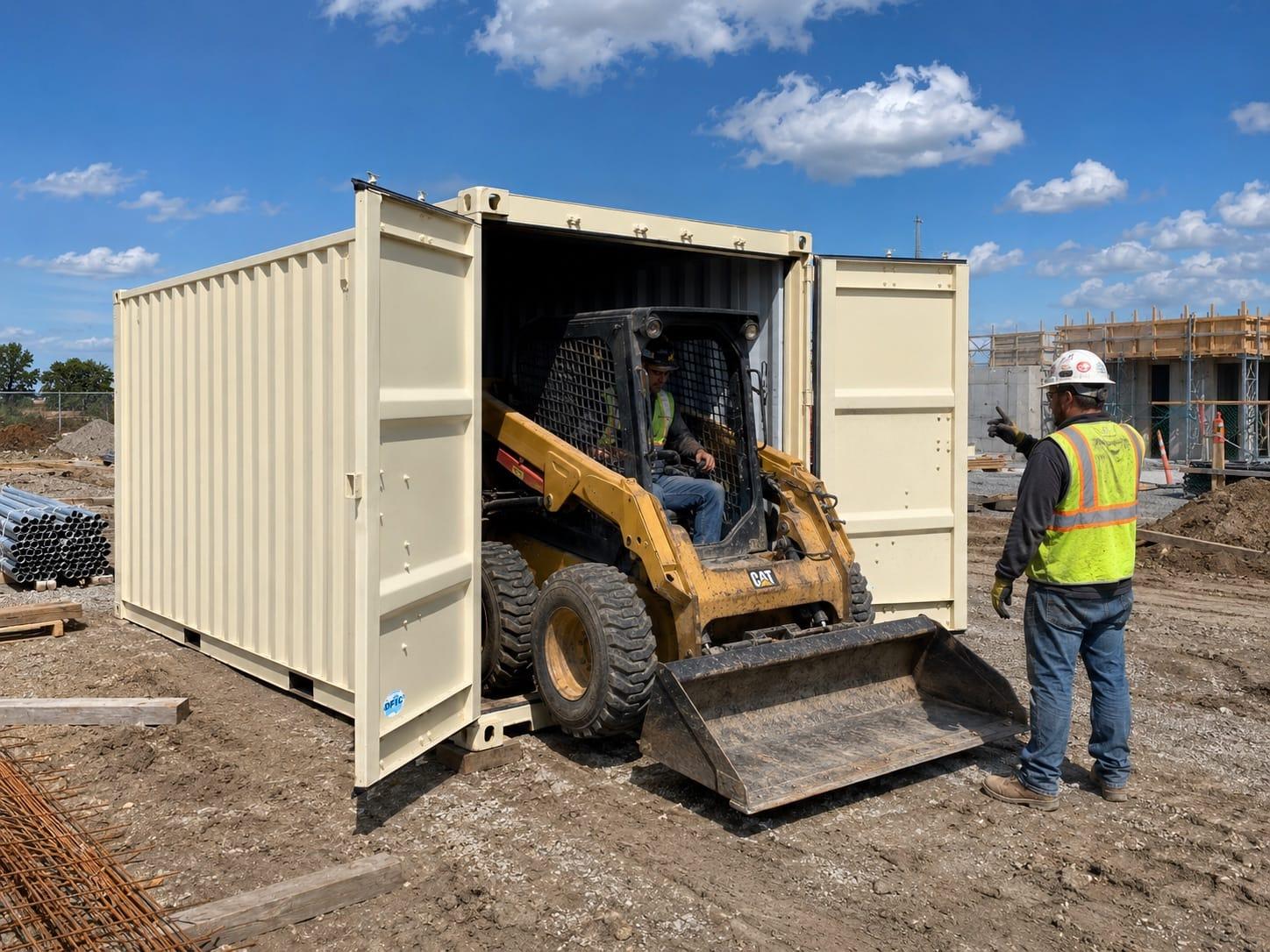 Shipping container storage unit delivered to a rural BC property