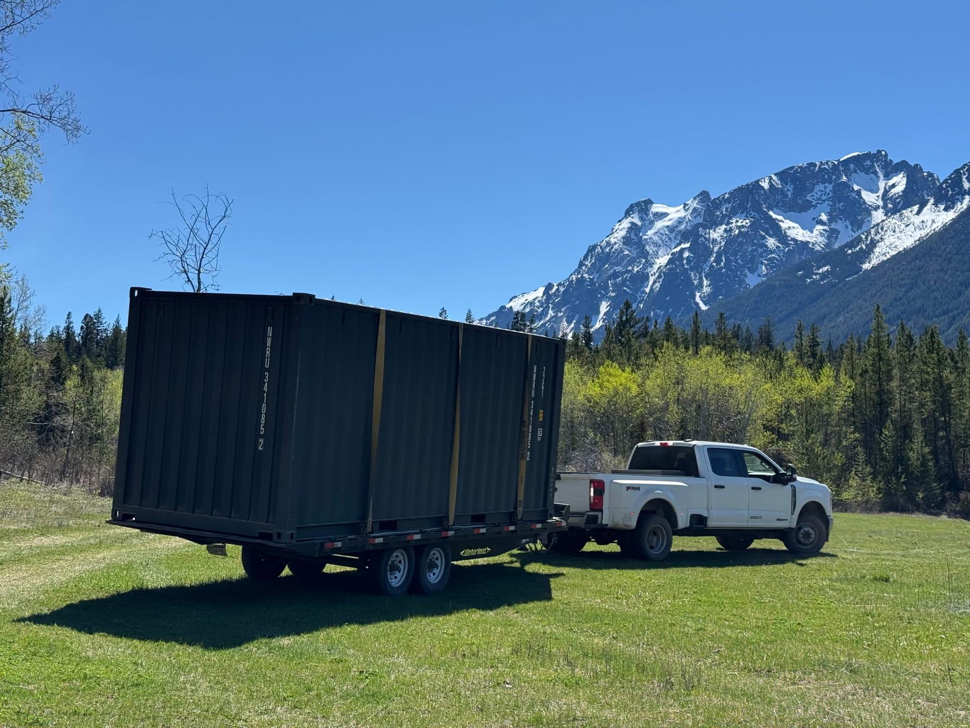 Valleyview Containers shipping container delivered to a remote BC site